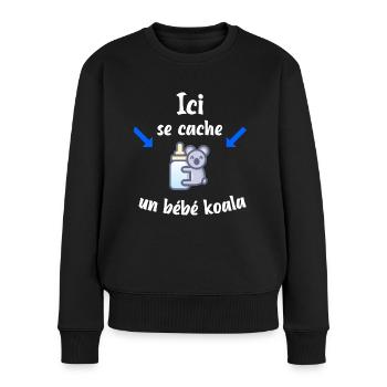 Ici se cache un bébé koala t-shirt femme enceinte - Pull Premium bio Femme - noir - Devant - Julia (174cm)