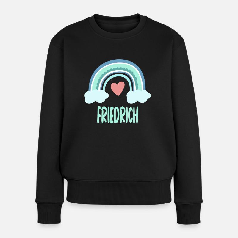Friedrich Name Regenbogen Baby - Frauen Premium Bio Pullover - Schwarz