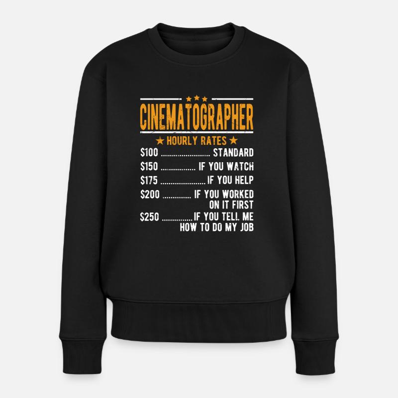 Kameramann Stundenlohn - Frauen Premium Bio Pullover - Schwarz