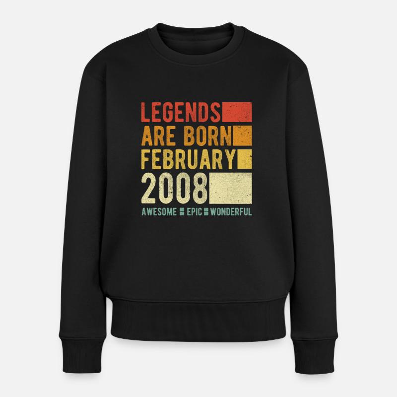 Geburtstag Februar 2008 - Frauen Premium Bio Pullover - Schwarz