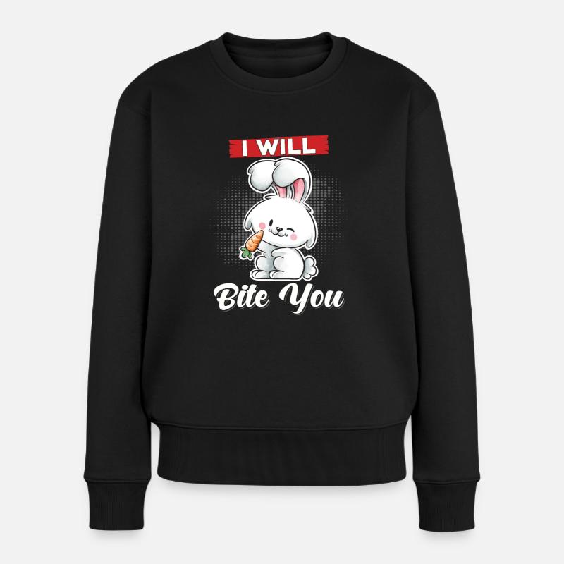 Rabbit Ich will dich beißen - Frauen Premium Bio Pullover - Schwarz