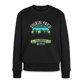 Shinrin yoku - Waldbaden - Waldmeditation - Frauen Premium Bio Pullover - Schwarz - Vorne - Julia (174cm)