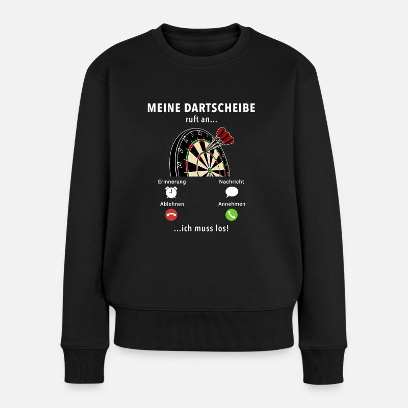 Meine Dartscheibe ruft an - ich muss los - Spruch - Frauen Premium Bio Pullover - Schwarz