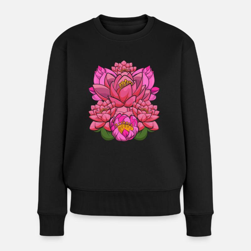Botaniker Lotus Blüten Gärtner Geschenk Botanik - Frauen Premium Bio Pullover - Schwarz