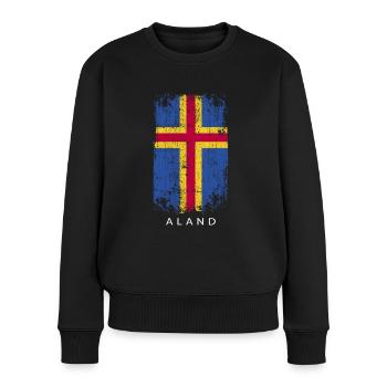Souvenir Mit Der Landflagge Von Aland - Frauen Premium Bio Pullover - Schwarz - Vorne - Julia (174cm)