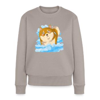 Kawaii Dog Dog Owner Cadeau Clouds Shiba Inu - Pull Premium bio Femme - taupe - Devant - Julia (174cm)