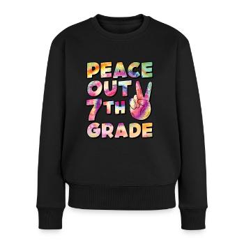 Peace Out 1. Klasse Letzter Schultag - Frauen Premium Bio Pullover - Schwarz - Vorne - Julia (174cm)