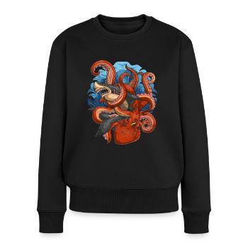 Kraken Meeresbewohner Hai Tier Geschenk Oktopus - Frauen Premium Bio Pullover - Schwarz - Vorne - Julia (174cm)