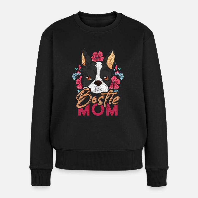 Bostie Mama Hund Muttertag Geschenk Boston Terrier - Frauen Premium Bio Pullover - Schwarz