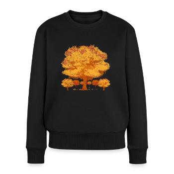 Arbre forestier feuilles caduques Cadeau Automne - Pull Premium bio Femme - noir - Devant - Julia (174cm)
