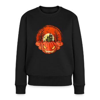 Pleine Lune Halloween Costume Party Cadeau Citrouille - Pull Premium bio Femme - noir - Devant - Julia (174cm)