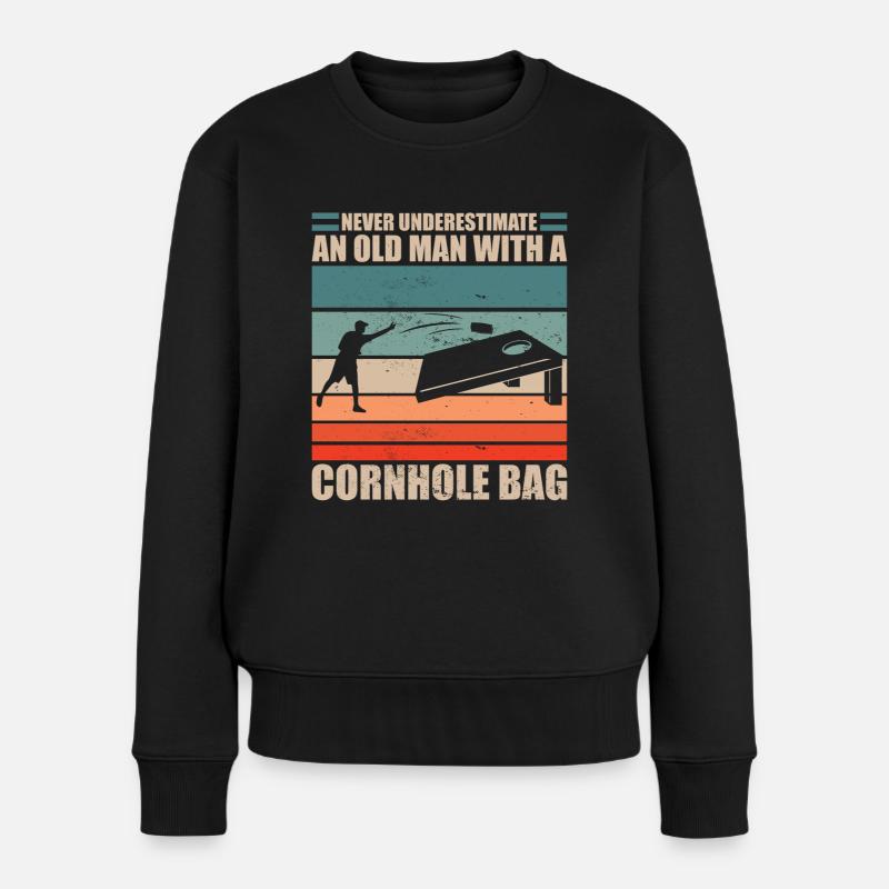Cornhole Spiel Cornhole Spruch - Frauen Premium Bio Pullover - Schwarz