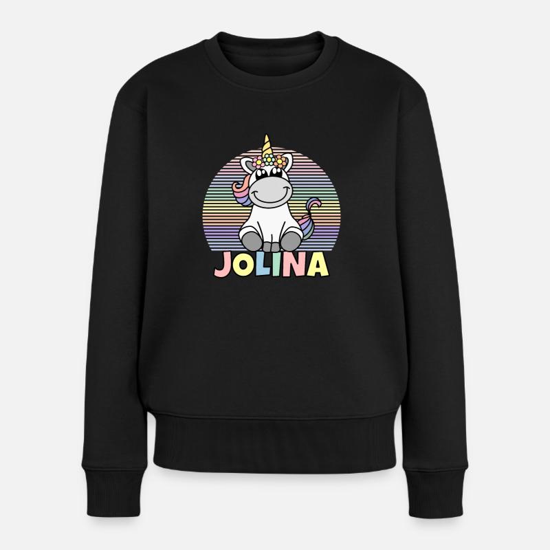 Jolina Einhorn Name - Frauen Premium Bio Pullover - Schwarz