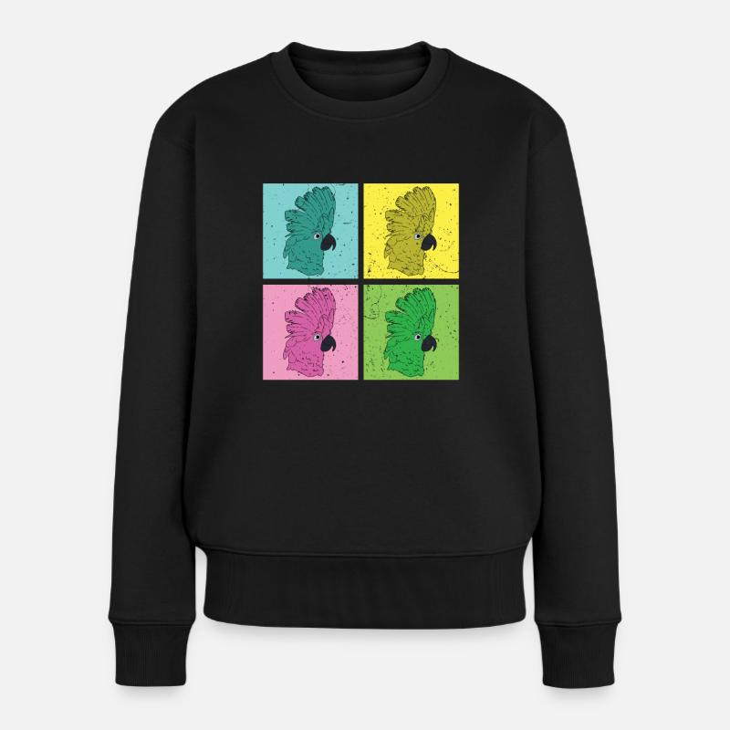 Papagei Vogelliebhaber Geschenk Pop Art Kakadu - Frauen Premium Bio Pullover - Schwarz