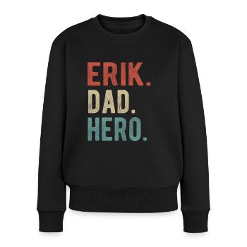 Erik Papa Held - Frauen Premium Bio Pullover - Schwarz - Vorne - Julia (174cm)