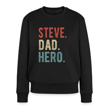 Steve Papa Held - Frauen Premium Bio Pullover - Schwarz - Vorne - Julia (174cm)