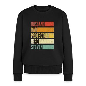 Steven Name Papa Geschenk - Frauen Premium Bio Pullover - Schwarz - Vorne - Julia (174cm)