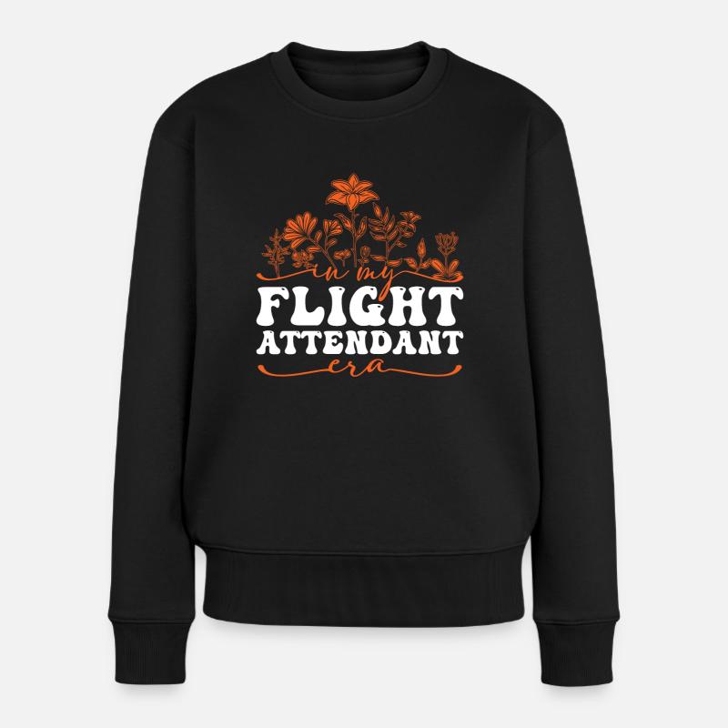In My Flight Attendant Ära Blumen - Frauen Premium Bio Pullover - Schwarz
