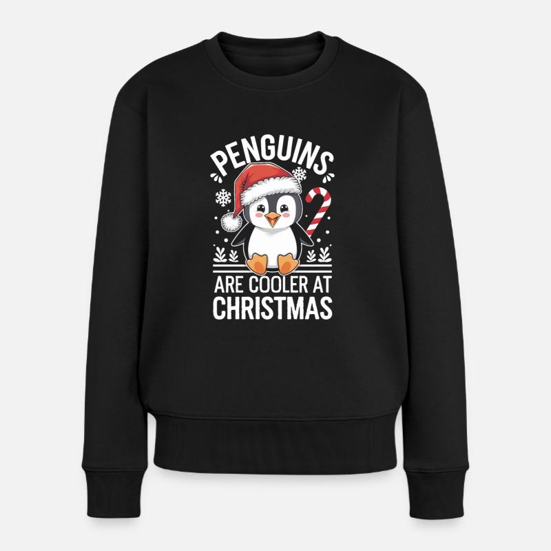 Pinguine Sind Cooler An Weihnachten - Penguin - Frauen Premium Bio Pullover - Schwarz