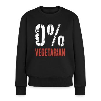 0% Vegetarian 9 - Frauen Premium Bio Pullover - Schwarz - Vorne - Julia (174cm)