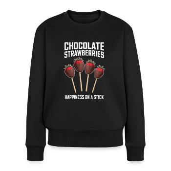 Chocolat Fraises Le bonheur sur un bâton - Pull Premium bio Femme - noir - Devant - Julia (174cm)