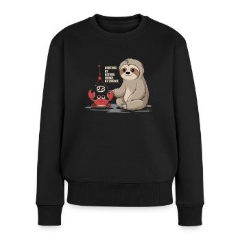Krebs Sternzeichen Faultier: Geprägt von der - Frauen Premium Bio Pullover - Schwarz - Vorne - Julia (174cm)