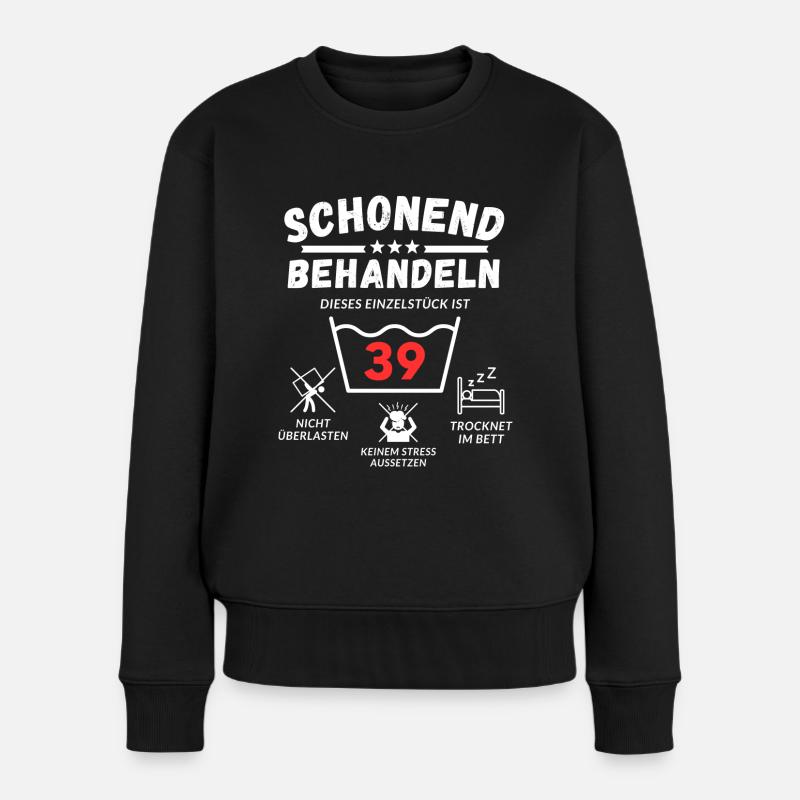 Schonend behandeln - dieses Einzelstück ist 39 - Frauen Premium Bio Pullover - Schwarz