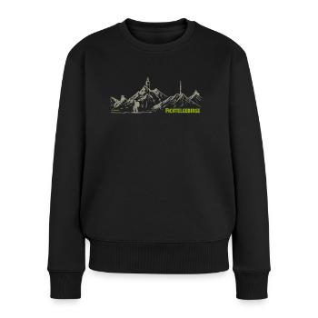 Zeichnung Fichtelgebirge mit Wanderer - Frauen Premium Bio Pullover - Schwarz - Vorne - Julia (174cm)