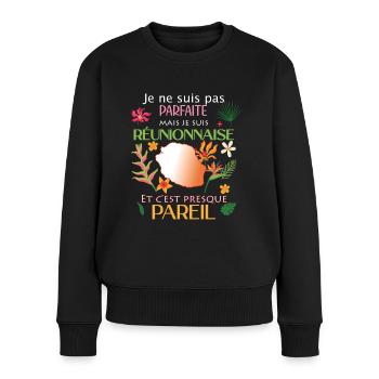Réunionnaise parfaite cadeau Femme parfaite - Pull Premium bio Femme - noir - Devant - Julia (174cm)