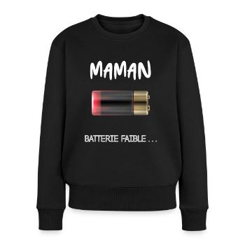 Maman Batterie Faible Mais Qui Résiste - Pull Premium bio Femme - noir - Devant - Julia (174cm)