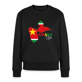 Karte Flagge Guadeloupe Gwada Style - Frauen Premium Bio Pullover - Schwarz - Vorne - Julia (174cm)