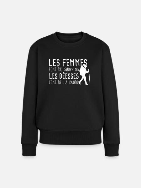 Humour Cadeau Shopping / Randonnée Phrase Drôle - Pull Premium bio Femme - noir