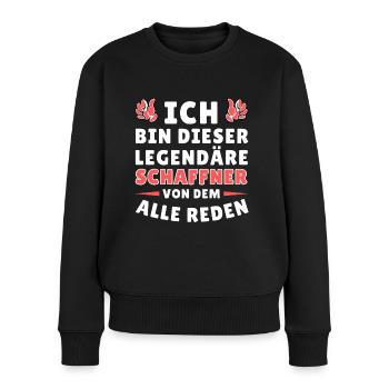Ich bin dieser legendäre Schaffner - Frauen Premium Bio Pullover - Schwarz - Vorne - Julia (174cm)