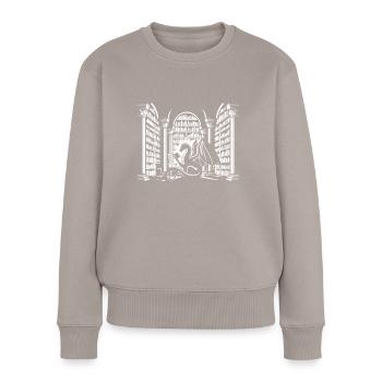 "Dragon Librarian" - Women's Premium Organic Jumper - taupe - Front - Julia (174cm)