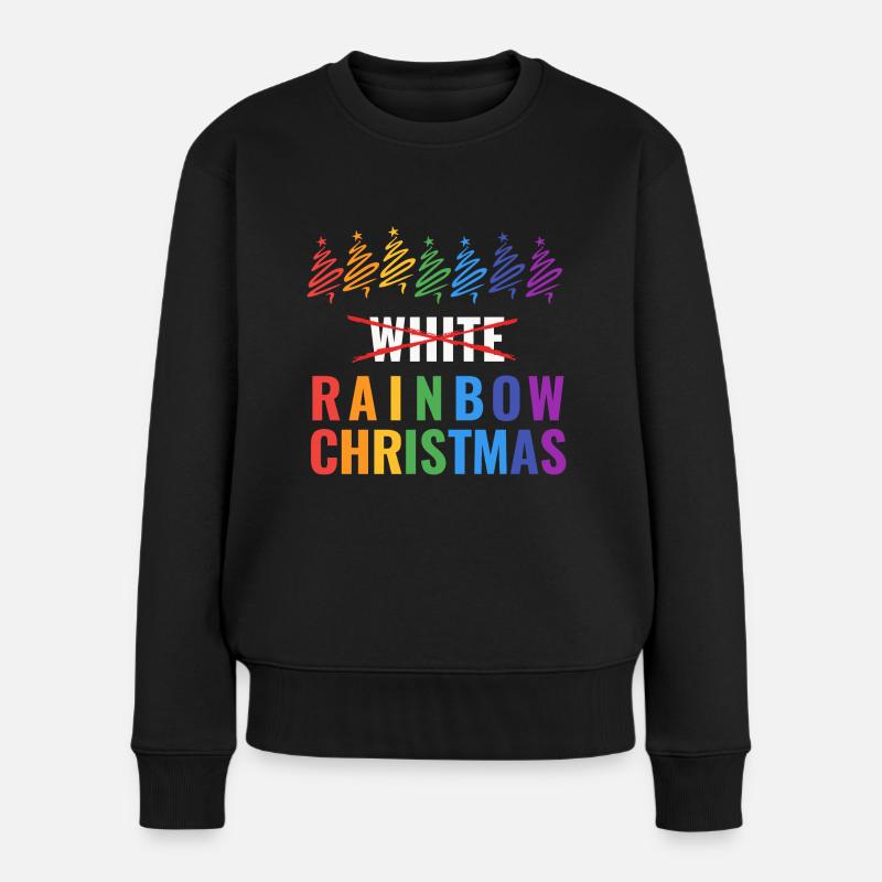 Rainbow Christmas - Frauen Premium Bio Pullover - Schwarz