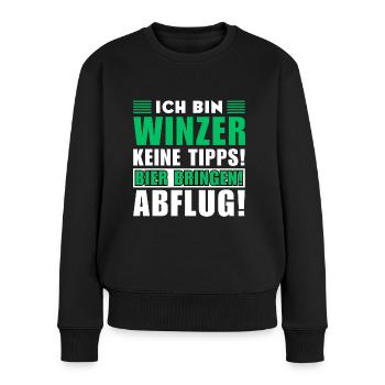 Ich bin Winzer - Keine Tipps! Bier bringen - Frauen Premium Bio Pullover - Schwarz - Vorne - Julia (174cm)