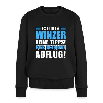 Ich bin Winzer - Keine Tipps! Bier bringen - Frauen Premium Bio Pullover - Schwarz - Vorne - Julia (174cm)