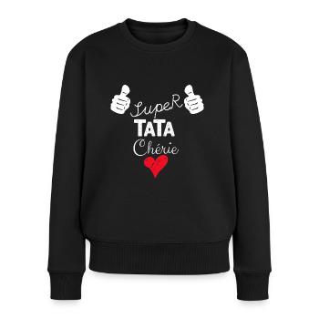 Super Tata Chérie Amour Tatie - Pull Premium bio Femme - noir - Devant - Julia (174cm)