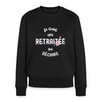 Je Suis une Retraitée qui déchire - Pull Premium bio Femme - noir - Devant - Julia (174cm)