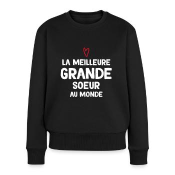 Grande Soeur Que J'aime de Tout Mon Coeur - Pull Premium bio Femme - noir - Devant - Julia (174cm)