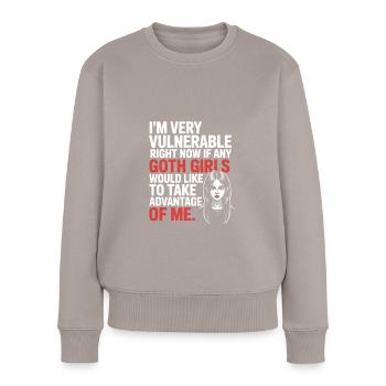 Goth Girl Sarcastic Goth Mommy Quote - Frauen Premium Bio Pullover - Taupe - Vorne - Julia (174cm)