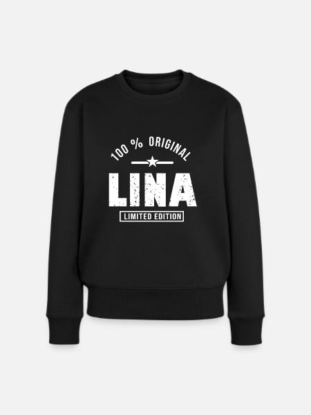 Lina personalisiertes Shirt Vorname Lina - Frauen Premium Bio Pullover - Schwarz