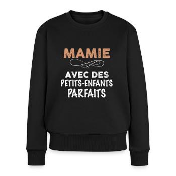 Fête de mamie. mamie avec des enfants parfaits - Pull Premium bio Femme - noir - Devant - Julia (174cm)