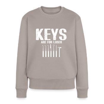 Les clés sont pour Looser Lockpicking Lock Picking - Pull Premium bio Femme - taupe - Devant - Julia (174cm)