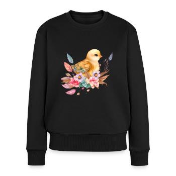 Cute chick nest flowers - Women's Premium Organic Jumper - black - Front - Julia (174cm)