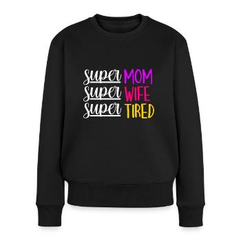 Mama Vibes Wife Mom Boss gesegnete Mutterliebe - Frauen Premium Bio Pullover - Schwarz - Vorne - Julia (174cm)