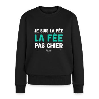 La Fée Pas Chier Humour Femme - Pull Premium bio Femme - noir - Devant - Julia (174cm)