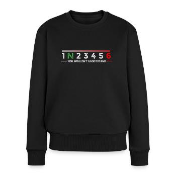 Motorbike Motorcycle Gears- Motorcycle Lover Gift - Women's Premium Organic Jumper - black - Front - Julia (174cm)