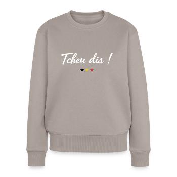 Tcheu dis ! - Pull Premium bio Femme - taupe - Devant - Julia (174cm)