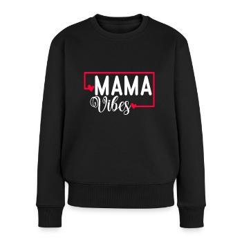 Mama Vibes Wife Mom Boss gesegnete Mutterliebe - Frauen Premium Bio Pullover - Schwarz - Vorne - Julia (174cm)
